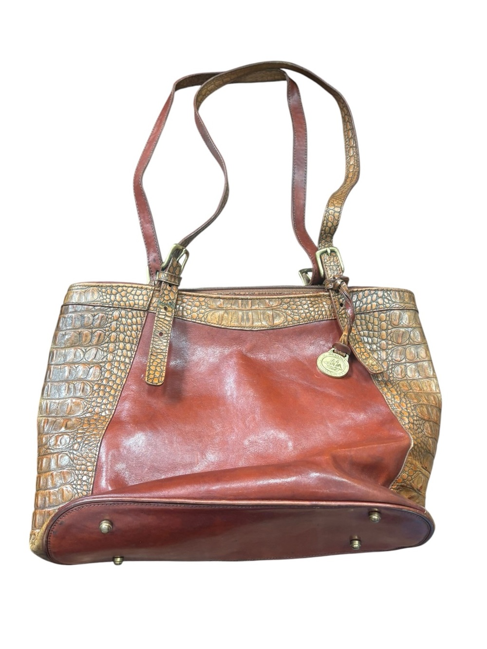 Vintage Brahmin Leather Croc Purse Double Handles